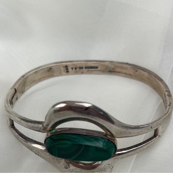 Taxco TH 59 Mexico Malachite stone Sterling Silver 925 Bracelet - Picture 4 of 5